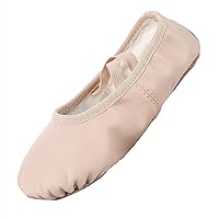 Soft Leather Balle Dance Shoes Split-Sole Slipper Flats Shoes Pink Black & Nude Color for Toddler Girl Boy Kid