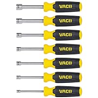 VACO VAC7070 7-Piece SAE Nut Driver Set, Laser Etched Sizes, Magnetic Tip, Hollow Shaft and Comfort Grip for Precise Hex Nut Driving