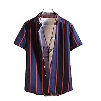 Lapel Button -Match Men' Clothing Summer Oversized Casual Tops Short Sleeve Korean