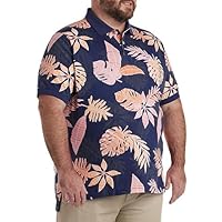 Harbor Bay by DXL Men's Big and Tall Tropical Leaf Print Polo Shirt