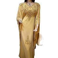 Beige Georgette Moroccan Islamic Dubai Kaftan Farasha Zari And Stone Work Dress