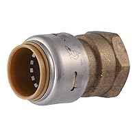 Max 3/4 x 3/4 Inch FNPT Adapter, Push To Connect Brass Plumbing Fitting, PEX Pipe, Copper, CPVC, PE-RT, HDPE, UR088A