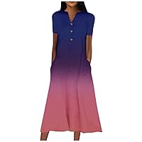 Women's Dresses 2023 V-Neck Short Sleeve Dress Polka Print Casual Dress with Pockets Summer Dresses