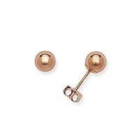 Jewelryweb - Real 14k Rose Gold Polished Ball Stud Earrings - 3mm 4mm 5mm 6mm 7mm 8mm 9mm 10mm - Butterfly Closure for cartilage - Rose Gold Ball Earrings for Men and Women