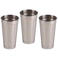 Tezzorio (Set of 3) 30 oz Stainless Steel Malt Cups, Professional Blender Cups, Milkshake Cups, Cocktail Mixing Cups