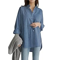Summer Women's Shirts Fashion Autumn Tops Asymmetric Casual Long Sleeve Cardigan Button Up Shirt Oversized Office Large Size