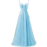 Lace Appliques Prom Dresses for Women Tulle Wedding Dress Long Ball Gown Homecoming Dresses with Split