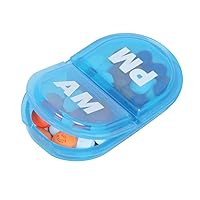 Daily AM/PM Travel Pill Organizer, Vitamin Case, Medicine Container, Portable Round Pill Box, Pocket Pharmacy, 2 Times a Day, Color May Vary