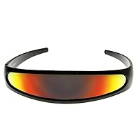 zeroUV - Futuristic Narrow Cyclops Color Mirrored Lens Visor Sunglasses