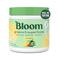 Bloom Nutrition Green Superfood | Super Greens Powder Juice & Smoothie Mix | Complete Whole Foods (Organic Spirulina, Chlorella, Wheat Grass), Probiotics, Digestive Enzymes, & Antioxidants (Citrus)