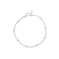 Ross-Simons 1.00 ct. t.w. Diamond Station Anklet in Sterling Silver. 9 inches