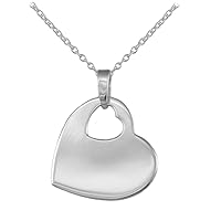 Children And Teen Girls Sterling Silver Heart Tag Necklace (14-18 in)