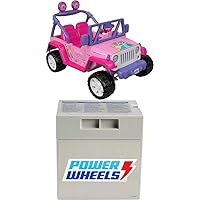 Bundle of Power Wheels Disney Princess Jeep Wrangler Ride-On Vehicle with Sounds and Character Phrases Plus Storage + Replacement Battery 12-Volt 12-Ah Rechargeable
