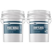 Earthborn Elements Borax Powder and Soap Flakes Bundle, 5 Gallon Buckets, Laundry Detergent, Unscented, DIY