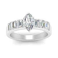 Choose Your Gemstone Luxury Diamond CZ Ring Sterling Silver Marquise Shape Side Stone Engagement Rings Minimal Modern Design Birthday Wedding Gift US Size 4 to 12