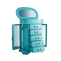 Hives & Honey Daphne Oval Glass Turquoise Jewelry Chest Jewelry Organizer Box Case Mirrored Storage