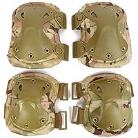 Lelestar Military Tactical Knee & Elbow Pads Set 4 in 1 Anti-impact Hunting Paintball Shooting Protective Camouflage Knee Pads Support for Outdoor CS and Extreme Sports (CP Camouflage)