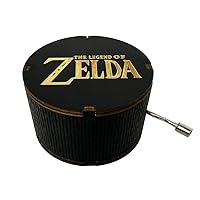 Youtang Zelda:Song of Storms from Ocarina of Time Wood Music Box, Round Antique Engraved Handcrank Wooden Musical Boxes Gifts for Lover, Boyfriend, Girlfriend, Husband, Wife(Black)