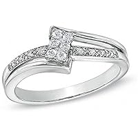 1/7 Carat Round Diamond Bypass Ring In 925 Sterling Silver (0.14 Cttw I-J Color I2-I3 Clarity) Bypass Engagement Ring