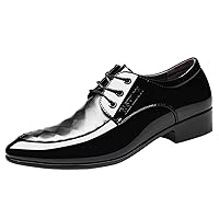 Formal Shoes Leather Fashion Summer and Autumn Men Leather Shoes Pointed Toe Low Heeled Solid Black Stitched Lace Up British Business Style Mens Leather Slip on Work Shoes