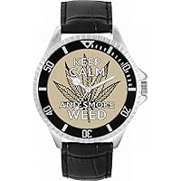 Keep Calm and Smoke Weed Mens Wrist Watch 42mm Case Custom Design