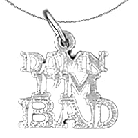 Silver Saying Necklace | Rhodium-plated 925 Silver Damn I'm Good Saying Pendant with 18