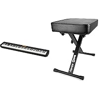 Casio CDP-360BK Digital Piano Ensemble with 700 Sounds and 88 Weighted Keys, Black & RockJam Premium Adjustable Padded Keyboard Bench or Digital Piano Stool, Regular