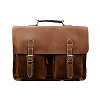 Men Business Briefcase Genuine Leather 15'' Laptop Bag Cow Leather Messenger Shoulder Tote