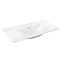 JONATHAN Y SNK1003A Ancillary 3-Hole 36 in. W x 18.25 in. D Classic Contemporary Rectangular Ceramic Single Sink Basin Vanity Top, White
