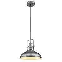 zeyu 1-Light Industrial Pendant Light, Modern Ceiling Hanging Light Fixture for Kitchen Island Bedroom, Metal Dome Shade, Gray Finish, 016-1 SG