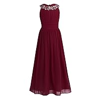 iiniim Kids Girls Sequined Halter-Neck Chiffon Long Bridesmaid Dress Wedding Party Prom Gown Flower Girl Dress