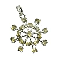 RIYO Graceful 925 Sterling Silver Genuine Citrine Pendant for Girl's