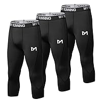 MEETYOO Men's 3/4 Compression Pants Legging Tips Cool Dry Sport Workout HeatGear Capri Base Layer