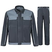 GMOIUJ Welder Uniform Cargo Work Clothes Jacket Pants Set Long Sleeve Wear-Resistant Auto Repair Workshop Uniform