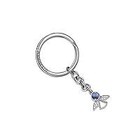 Custom Photo Angel Key Chain with Picture Inside Personalized Photo Projection Key Ring Wallet Bag Car Accessory Memorial Keychain Gift for Women Girls, Silver