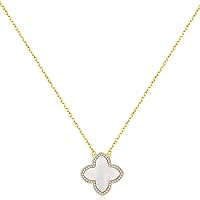 AMIREUX 4 Leaf Clover Necklaces for Women, Lucky Clover Pendant Necklaces for Women Girls Rose Gold Chain with 48PCS Cubic Zirconia, Birthday Valentine’s Day Wedding Jewelry Gift for Women Teen Girls