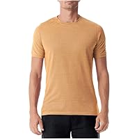 Men's Crew Neck Silk Short Sleeve Shirt - Color Salmon