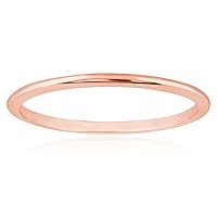 MAX + STONE Solid 14k Gold Wedding Band Ring for Women in Rose Gold, White Gold, Yellow Gold 1mm Thin Stacking Band in Size 4.5 to 10