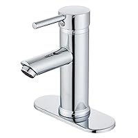 Bathroom Sink Faucet, Single Handle One Hole Deck Mount Faucet, Chrome Finish