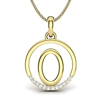 925 Sterling Silver O Letter Initial Pendant Necklace with Moissanite Link Chain 18