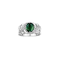 Rylos 14K White Gold Classic Ring with 9X7MM Oval Gemstone & Sparkling Diamonds – Exquisite Gem Jewelry for Women – Available in Sizes 5-10