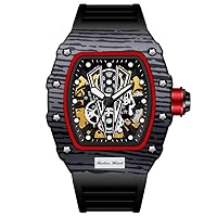 Michard Collection Cool Men's Double-Sided Skeleton Barrel Automatic Mechanical Watch Bull-Themed dial Luminescent Rotating Hands
