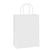 BagDream Paper Bags 10x5x13 100Pcs White Kraft Paper Gift Bags, Shopping Bags, Merchandise Bags, Retail Bags, Party Bags, Gift Bags with Handles Bulk, 100% Recyclable Paper Bags