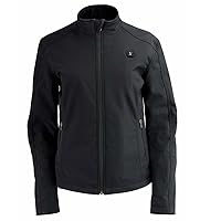 Nexgen Heat NXL2760SET Women's Black 'Heated' Soft Shell Jacket Front Zipper - Warming Jacket for Hiking Riding w/Battery