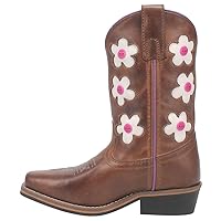 Dan Post Western Boots Girls Flower Underlays Square Toe Brown DPC2903