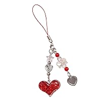 Sweet Cool Sparkling Heart Phone Charm Straps Car Keys Hanging Pendants Bag Decoration Lanyard Purse Accessories Phone Pendan