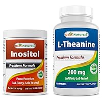 Best Naturals Inositol Powder 1 Lb & L-Theanine 200mg