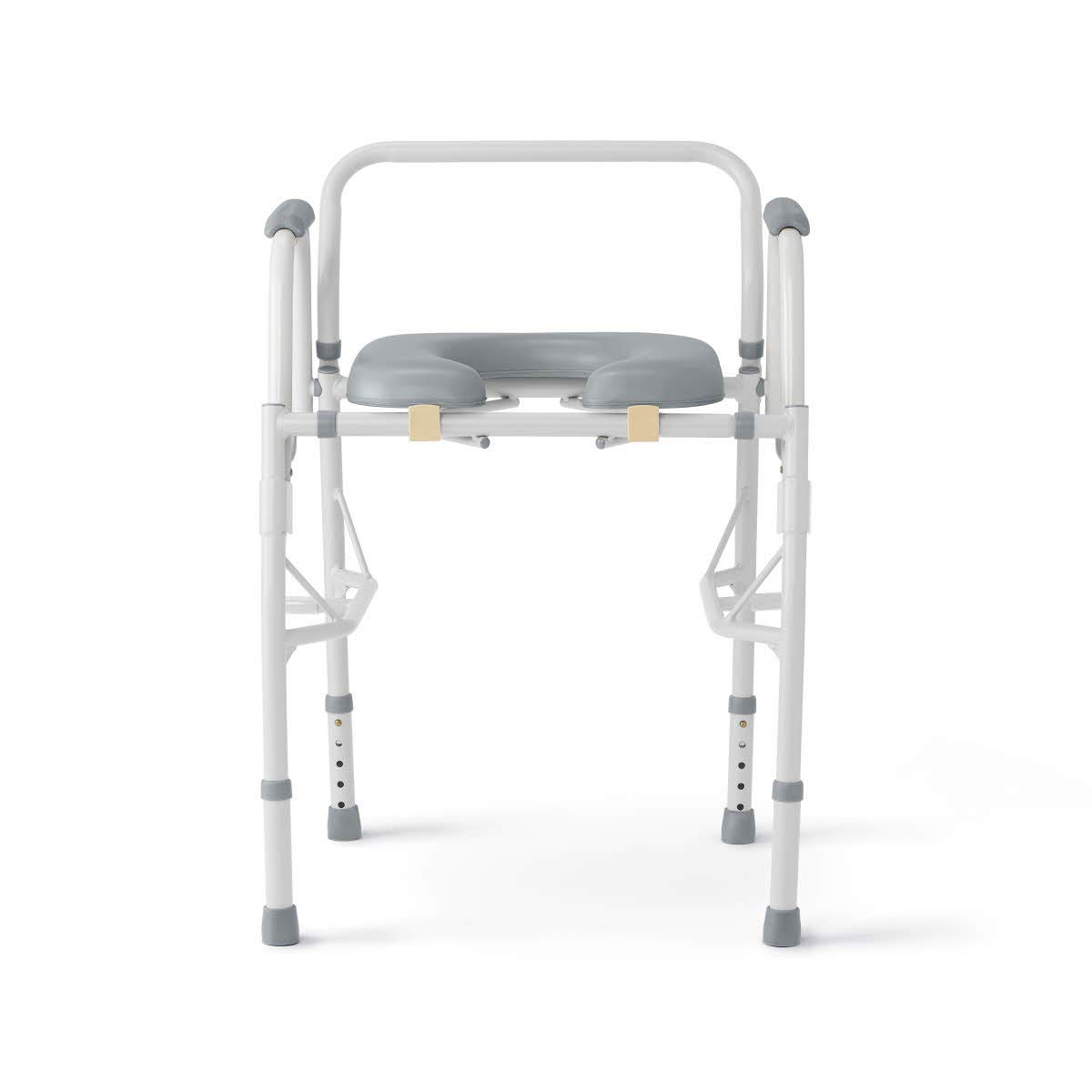 Medline Drop Arm Commode, Swing Arm Rest for Easy Transfer, Padded Seat, Contains Chair, Pail, Lid, and Splash Guard, 350lb. Weight Capacity