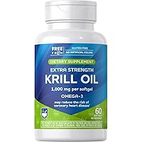 Rite Aid Krill Oil 60 Softgels 1000mg, with EPA, DHA, Supports Heart, Brain, Joint and Eye Health