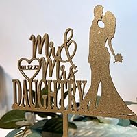 Personalized Wedding Cake Topper, Wooden Cake Toppers, Mr Mrs Heart Customized Wedding Date And Last Name Bride & Groom, Mr & Mrs Harper